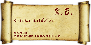 Kriska Balázs névjegykártya