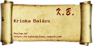 Kriska Balázs névjegykártya
